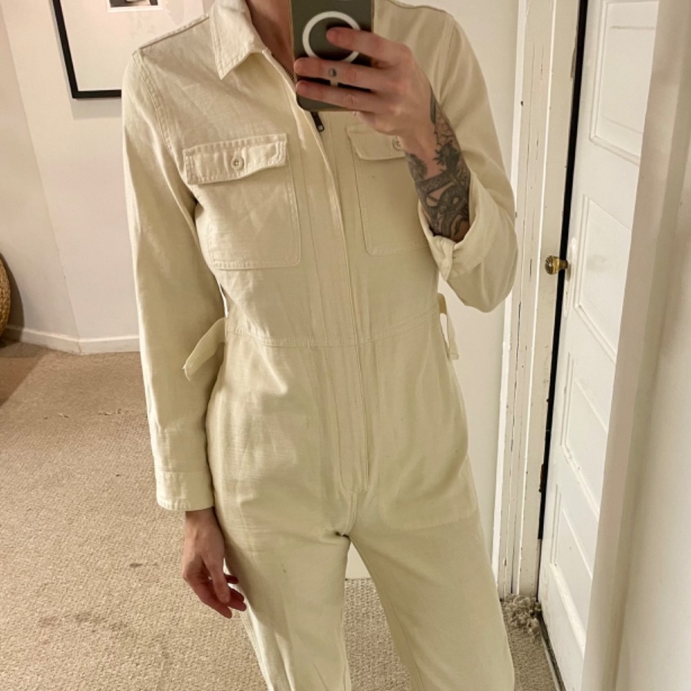 Cream cotton Madewell jumpsuit